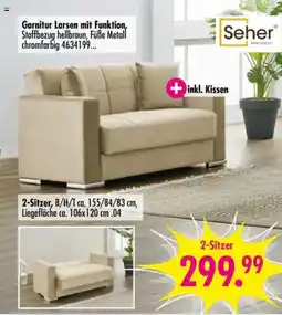 Möbel Boss Garnitur Larsen mit Funktion, Stoffbezug hellbraun, Füße Metall chromfarbig 4634199... Seher Angebot