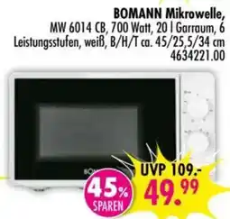 Möbel Boss BOMANN Mikrowelle Angebot