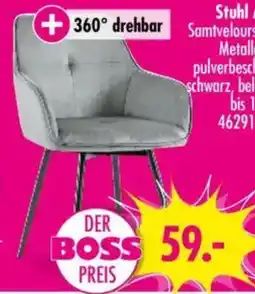 Möbel Boss Stuhl Samtvelours Metall pulverbeschichtet schwarz, bequem bis 1 Angebot