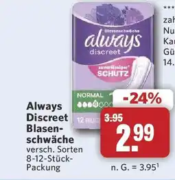 Combi Always Discreet Blasenschwäche Angebot