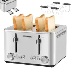 Netto Marken-Discount Steinborg 4 Scheiben Edelstahl Toaster mit Brötchenaufsatz 1900W Angebot