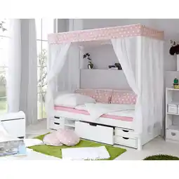 Netto Marken-Discount TiCAA Himmelbett Rosa 310 Kiefer Weiß (Rosa/Weiß Stern) Angebot