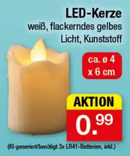 Zimmermann LED-Kerze weiß, flackerndes gelbes Licht, Kunststoff Angebot