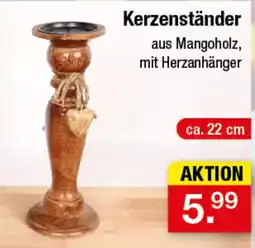 Zimmermann Kerzenständer aus Mangoholz, mit Herzanhänger Angebot