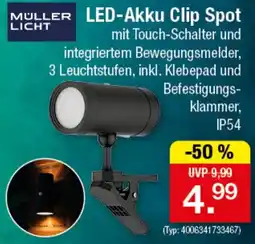 Zimmermann MULLER LICHT LED-Akku Clip Spot Angebot