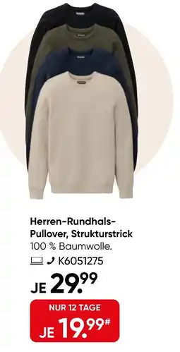 Galeria Herren-Rundhals-Pullover, Strukturstrick Angebot
