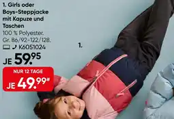 Galeria Girls- oder Boys-Steppjacke mit Kapuze und Taschen Angebot
