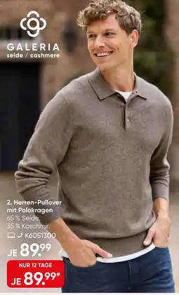Galeria GALERIA seide/cashmere Herren-Pullover mit Polokragen Angebot