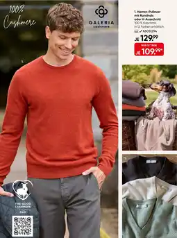 Galeria GALERIA cashmere Herren-Pullover mit Rundhals oder V-Ausschnitt Angebot