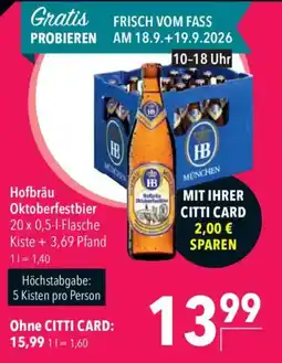 CITTI Markt Hofbräu Oktoberfestbier Angebot