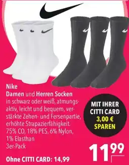 CITTI Markt Nike Damen und Herren Socken Angebot
