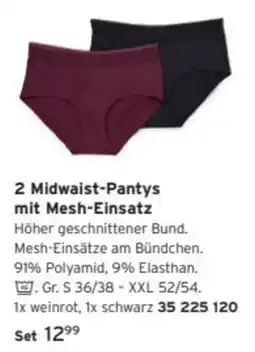 Tchibo 2 Midwaist-Pantys mit Mesh-Einsatz Angebot