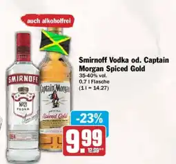 AEZ Smirnoff Vodka od. Captain Morgan Spiced Gold Angebot