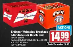 AEZ Erdinger Weissbier oder Anheuser Busch Bud Angebot