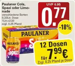 WEZ Paulaner Cola, Spezi oder Limonade Angebot