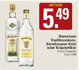 WEZ Berentzen Traditionskom, Strothmann Korn oder Kräuterlikör Angebot