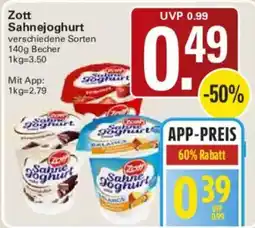 WEZ Zott Sahnejoghurt Angebot