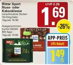 WEZ Ritter Sport Nuss- oder Kakao-Klasse Angebot