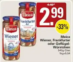 WEZ Meica Wiener, Frankfurter oder Geflügel-Würstchen Angebot