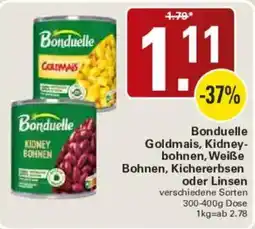WEZ Bonduelle Goldmais, Kidneybohnen, Weiße Bohnen, Kichererbsen oder Linsen Angebot