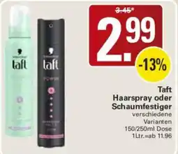 WEZ Taft Haarspray oder Schaumfestiger Angebot