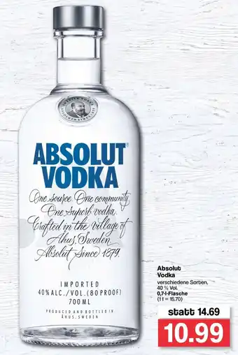 Famila Nord West Absolut Vodka 0,7L Angebot