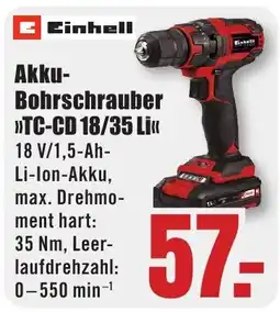 B1 Discount Baumarkt Einhell Akku-Bohrschrauber »TC-CD 18/35 Li« Angebot