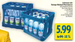 diska Lichtenauer oder Thüringer Waldquell Mineralwasser Angebot