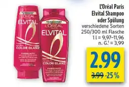 diska L'Oréal Paris Elvital Shampoo oder Spülung Angebot