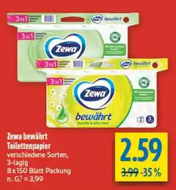 diska Zewa bewährt Toilettenpapier Angebot