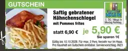 Möbel Inhofer Saftig gebratener Hähnchenschlegel mit Pommes frites Angebot