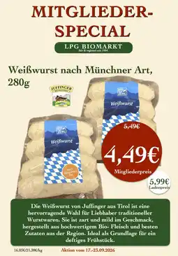 LPG Biomarkt Weißwurst nach Münchner Art, Juffinger Angebot