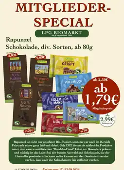 LPG Biomarkt Rapunzel Schokolade, div. Sorten Angebot