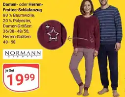 Globus NORMANN Damen oder Herren Frottee-Schlafanzug Angebot
