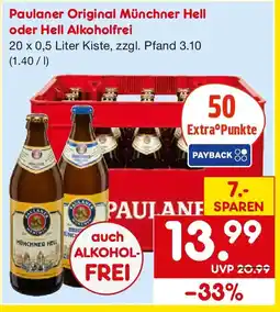 Netto Getränke Discount Paulaner Original Münchner Hell oder Hell Alkoholfrei Angebot