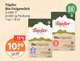 V Markt Töpfer Bio Folgemilch Angebot