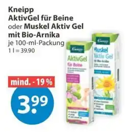 V Markt Kneipp AktivGel für Beine oder Muskel Aktiv Gel mit Bio-Arnika Angebot