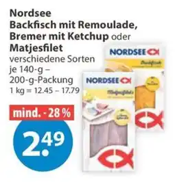 V Markt Nordsee Backfisch mit Remoulade, Bremer mit Ketchup oder Matjesfilet Angebot