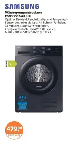 V Markt Samsung Wärmepumpentrockner DV90DG52A0ABEG Angebot