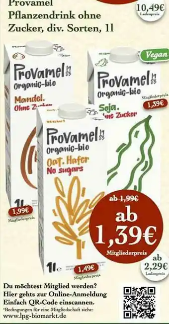 LPG Biomarkt Provamel Pflanzendrink Ohne Zucker Angebot