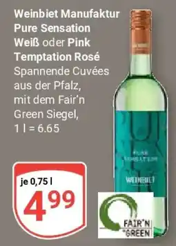 Globus Weinbiet Manufactur Pure Sensation Weiß oder Pink Temptation Rosé Angebot