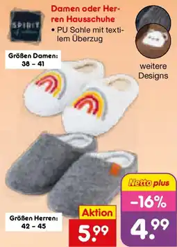 Netto Marken-Discount Spirit Damen oder Herren Hausschuhe Angebot