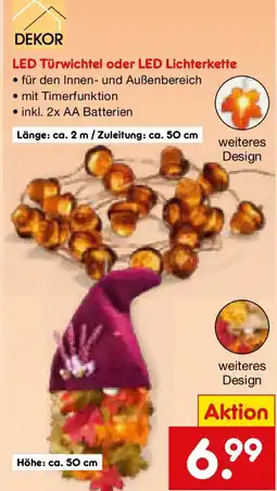 Netto Marken-Discount DEKOR LED Türwichtel oder LED Lichterkette Angebot
