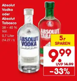 Netto Marken-Discount Absolut Vodka oder Absolut Tabasco Angebot