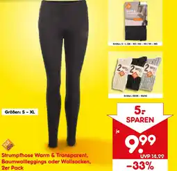 Netto Marken-Discount Strumpfhose Warm & Transparent, Baumwollleggings oder Wollsocken Angebot