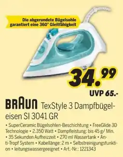 MEDIMAX BRAUN TexStyle 3 Dampfbügel-eisen SI 3041 GR Angebot