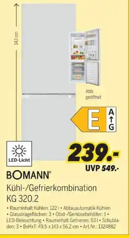 MEDIMAX BOMANN Kühl-/Gefrierkombination KG 320.2 Angebot