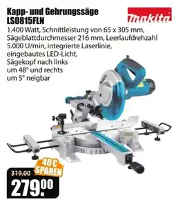 V Baumarkt Kapp- und Gehrungssäge Makita LSO815FLN Angebot