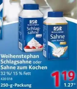 Selgros Weihenstephan Schlagsahne oder Sahne zum Kochen Angebot