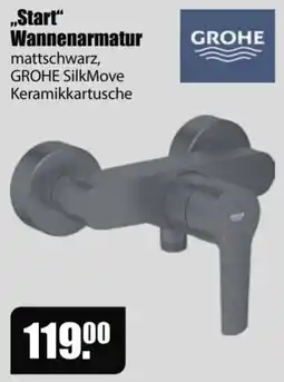 V Baumarkt „Start“ Wannenarmatur mattschwarz, GROHE SilkMove Keramikkartusche Angebot